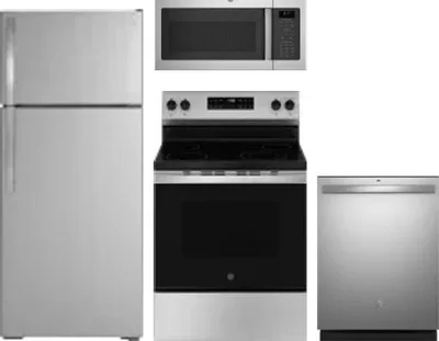 4 Piece Package Includes Refrigerator, Range, Microwave And Dishwasher