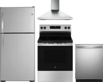 4 Piece Package Includes Refrigerator, Range, Hood And Dishwasher