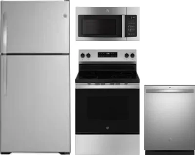 4 Piece Package Includes Refrigerator, Range, Microwave And Dishwasher