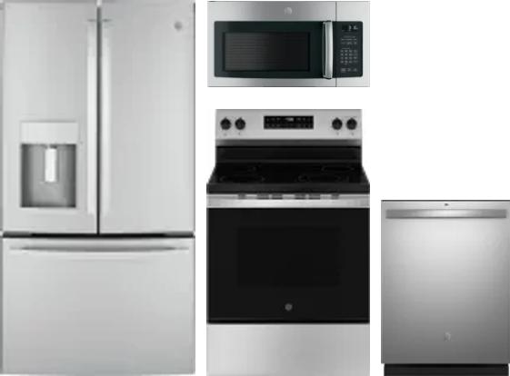 4 Piece Package Includes Refrigerator, Range, Microwave And Dishwasher