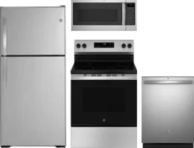 4 Piece Package Includes Refrigerator, Range, Microwave And Dishwasher