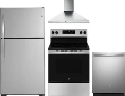 4 Piece Package Includes Refrigerator, Range, Hood And Dishwasher