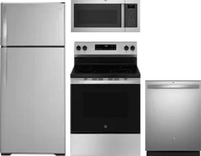 4 Piece Package Includes Refrigerator, Range, Microwave And Dishwasher