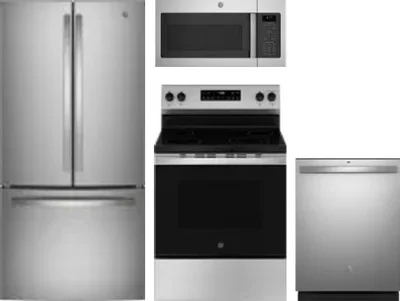 4 Piece Package Includes Refrigerator, Range, Microwave And Dishwasher