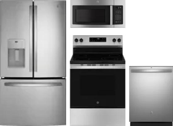 4 Piece Package Includes Refrigerator, Range, Microwave And Dishwasher
