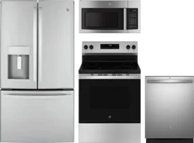 4 Piece Package Includes Refrigerator, Range, Microwave And Dishwasher