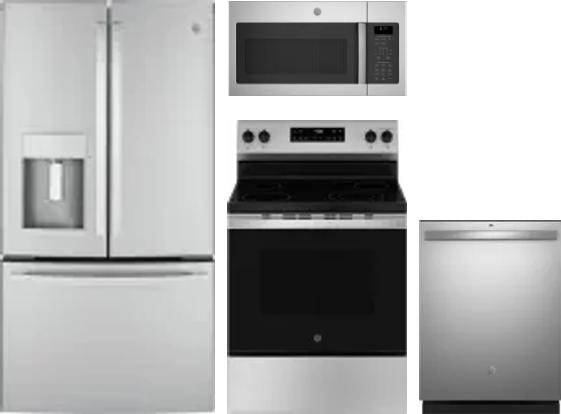 4 Piece Package Includes Refrigerator, Range, Microwave And Dishwasher