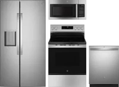 4 Piece Package Includes Refrigerator, Range, Microwave And Dishwasher