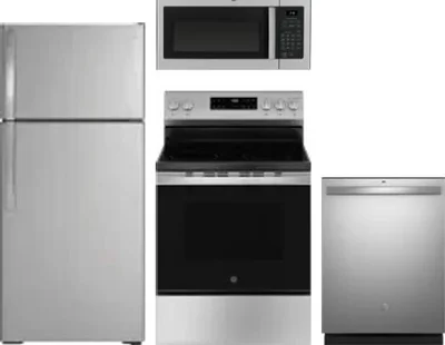 4 Piece Package Includes Refrigerator, Range, Microwave And Dishwasher