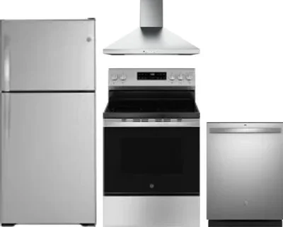 4 Piece Package Includes Refrigerator, Range, Hood And Dishwasher