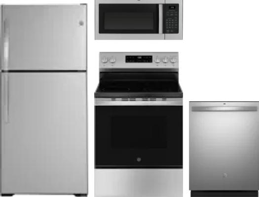 4 Piece Package Includes Refrigerator, Range, Microwave And Dishwasher
