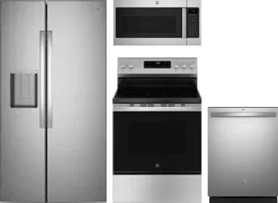 4 Piece Package Includes Refrigerator, Range, Microwave And Dishwasher