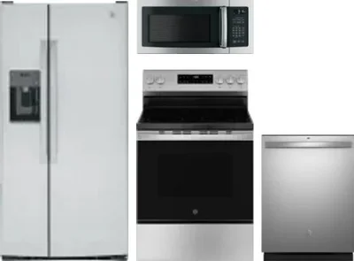 4 Piece Package Includes Refrigerator, Range, Microwave And Dishwasher