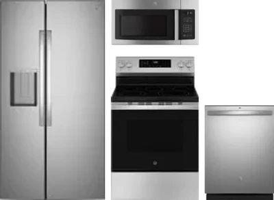 4 Piece Package Includes Refrigerator, Range, Microwave And Dishwasher