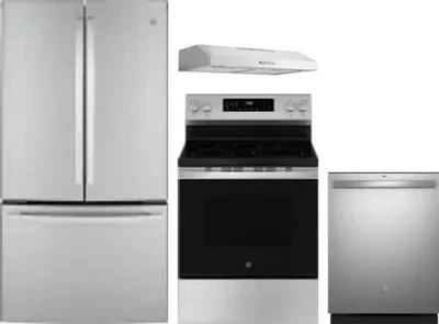 4 Piece Package Includes Refrigerator, Range, Hood And Dishwasher