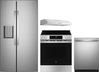 4 Piece Package Includes Refrigerator, Range, Hood And Dishwasher
