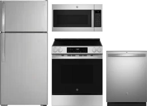 4 Piece Package Includes Refrigerator, Range, Microwave And Dishwasher