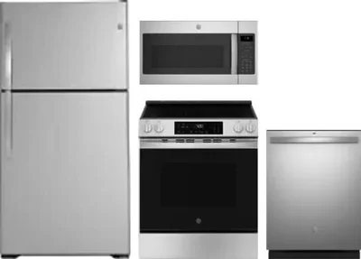 4 Piece Package Includes Refrigerator, Range, Microwave And Dishwasher