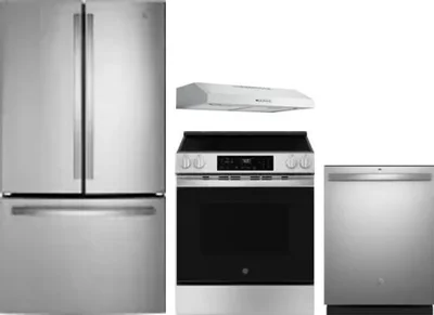 4 Piece Package Includes Refrigerator, Range, Hood And Dishwasher