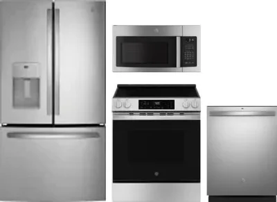 4 Piece Package Includes Refrigerator, Range, Microwave And Dishwasher