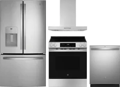 4 Piece Package Includes Refrigerator, Range, Hood And Dishwasher