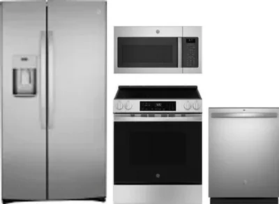 4 Piece Package Includes Refrigerator, Range, Microwave And Dishwasher