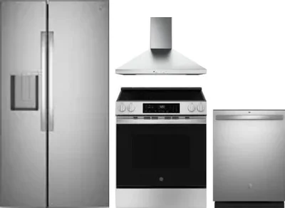 4 Piece Package Includes Refrigerator, Range, Hood And Dishwasher