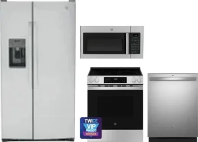 4 Piece Package Includes Refrigerator, Range, Microwave And Dishwasher