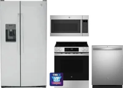 4 Piece Package Includes Refrigerator, Range, Microwave And Dishwasher