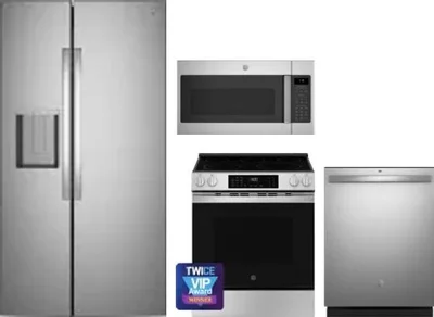 4 Piece Package Includes Refrigerator, Range, Microwave And Dishwasher