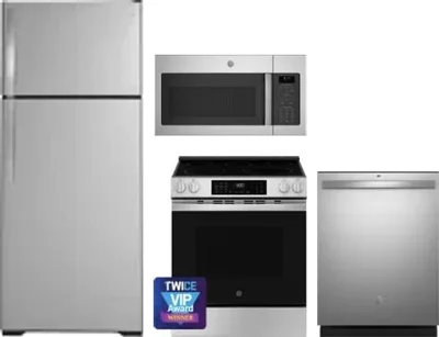 4 Piece Package Includes Refrigerator, Range, Microwave And Dishwasher