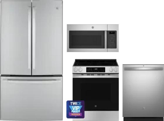 4 Piece Package Includes Refrigerator, Range, Microwave And Dishwasher