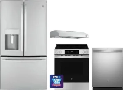 4 Piece Package Includes Refrigerator, Range, Hood And Dishwasher