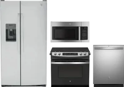 4 Piece Package Includes Refrigerator, Range, Microwave And Dishwasher