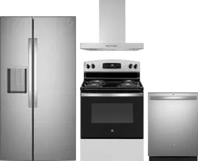 4 Piece Package Includes Refrigerator, Range, Hood And Dishwasher