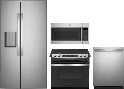 4 Piece Package Includes Refrigerator, Range, Microwave And Dishwasher