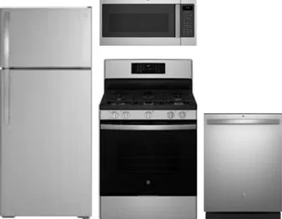 4 Piece Package Includes Refrigerator, Range, Microwave And Dishwasher