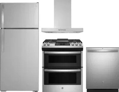 4 Piece Package Includes Refrigerator, Range, Hood And Dishwasher