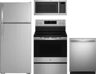 4 Piece Package Includes Refrigerator, Range, Microwave And Dishwasher