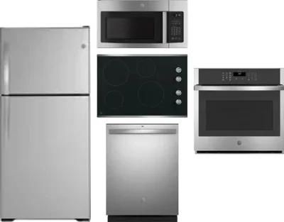 5 Piece Package Includes Refrigerator, Cooktop, Wall Oven, Microwave And Dishwasher