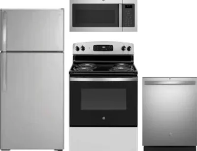 4 Piece Package Includes Refrigerator, Range, Microwave And Dishwasher