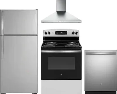 4 Piece Package Includes Refrigerator, Range, Hood And Dishwasher