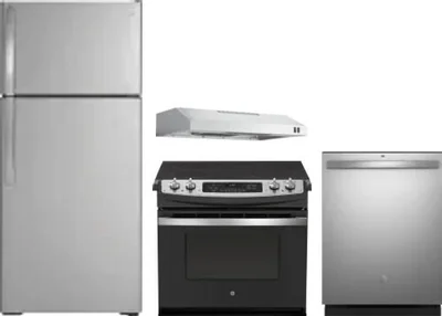 4 Piece Package Includes Refrigerator, Range, Hood And Dishwasher