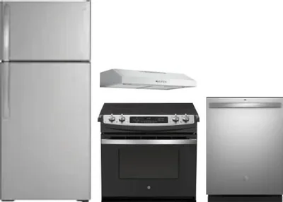 4 Piece Package Includes Refrigerator, Range, Hood And Dishwasher