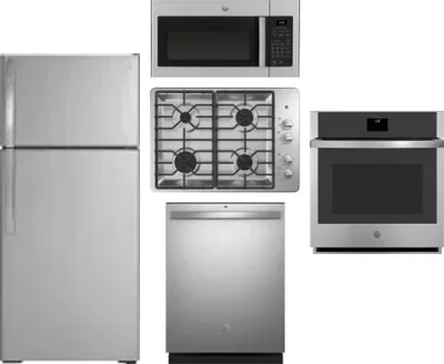 5 Piece Package Includes Refrigerator, Cooktop, Wall Oven, Microwave And Dishwasher