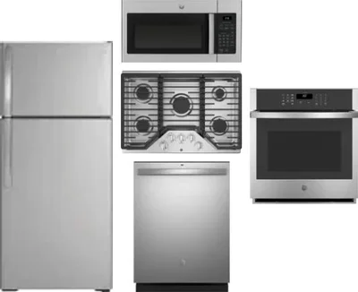 5 Piece Package Includes Refrigerator, Cooktop, Wall Oven, Microwave And Dishwasher