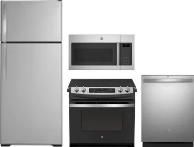 4 Piece Package Includes Refrigerator, Range, Microwave And Dishwasher
