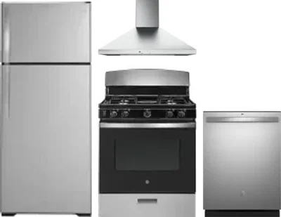4 Piece Package Includes Refrigerator, Range, Hood And Dishwasher