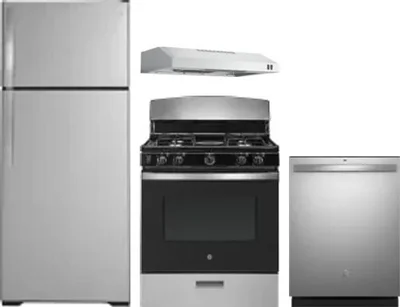 4 Piece Package Includes Refrigerator, Range, Hood And Dishwasher