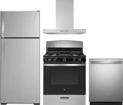 4 Piece Package Includes Refrigerator, Range, Hood And Dishwasher